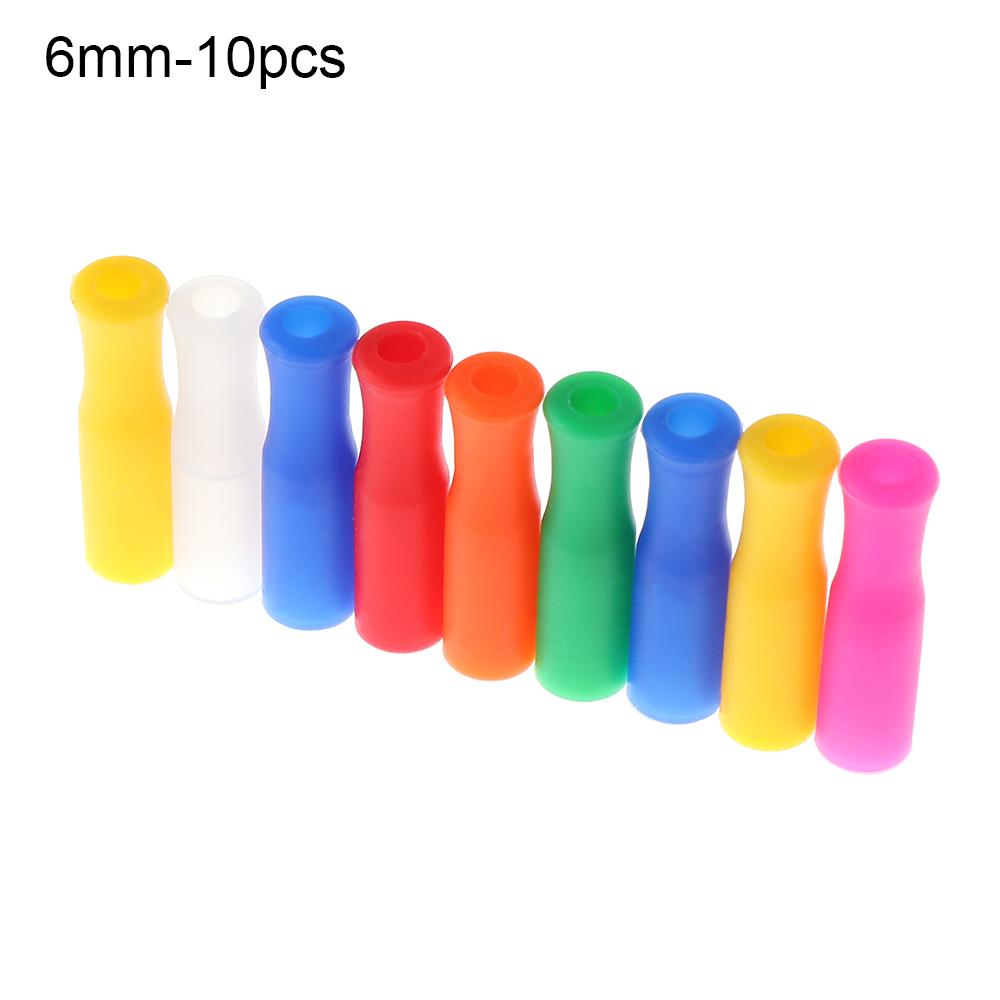 

10Pcs 6mm/8mm Caps Silicone Tip Food Grade Bar Stainless Steel Straw Teeth Protector Cover Anti Burn Prevent Scald Straw Sleeve