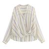European & American Style Women's Casual Fashion Metal Line Pattern Shirt