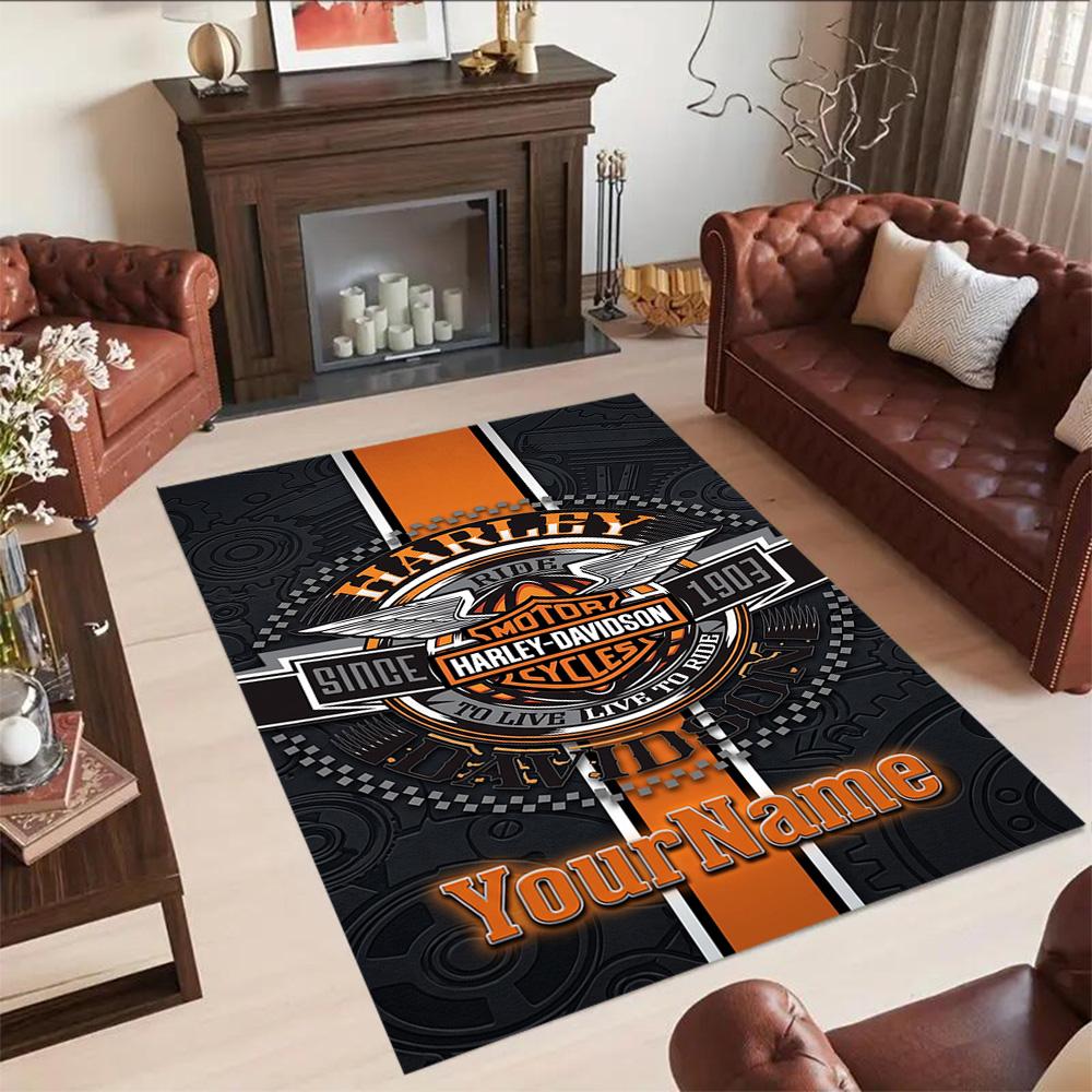 Harley-davidson Motorcycles Personalized Name Area Rug Perfect for Outdoor Bedrooms Foyer Living Rooms Anti-slip Rug Anime Office Decor