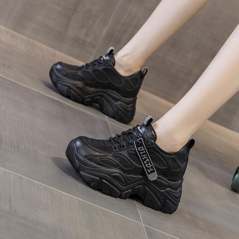 8CM Inner Height Increase Dad Shoes Women's 2025 New Spring and Summer Mesh Shoes Women's Breathable Mesh Casual Small Women's Shoes