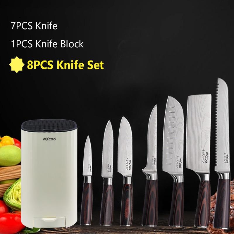 WXCOO Professional Knives Damascus Laser Chef's Knife for Cutting Bone Bread Fruit Melon Stainless Steel Cooking Tools