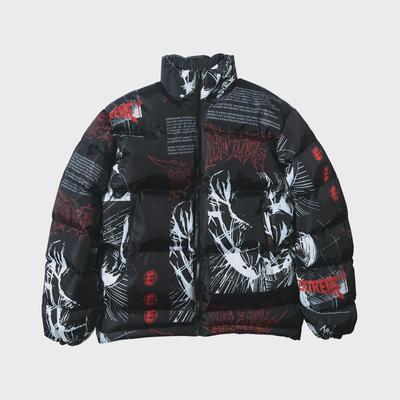 Qihong Streetwear Anime Retro Men's Cotton Zipper Jacket