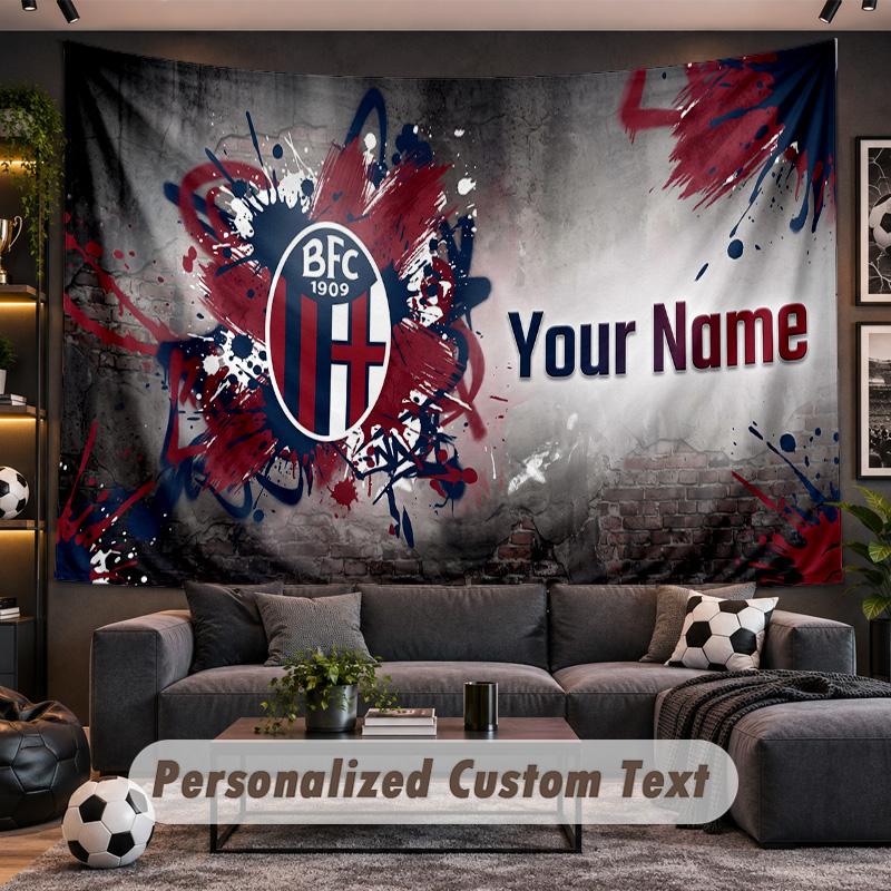 Bologna FC Personalized Tapestry Support Custom Name, Wall Art Home Decoration