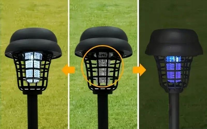 2x Napelemes Kerti Lámpa 2 az 1-ben Kültéri 2 Működési Mód LED + Rovarirtó