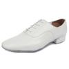 Zapatos de Baile Moderno para Hombre de Cuero Brillante Blanco y Negro de Suela Blanda Latino Ssalsa Salón Estándar Tacón 2.5CM