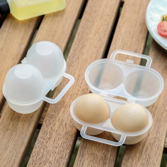Egg Box Portable with Handle Shockproof Anti-drop 2 Grids Special Egg Container Plastic Egg Tray Daily Use