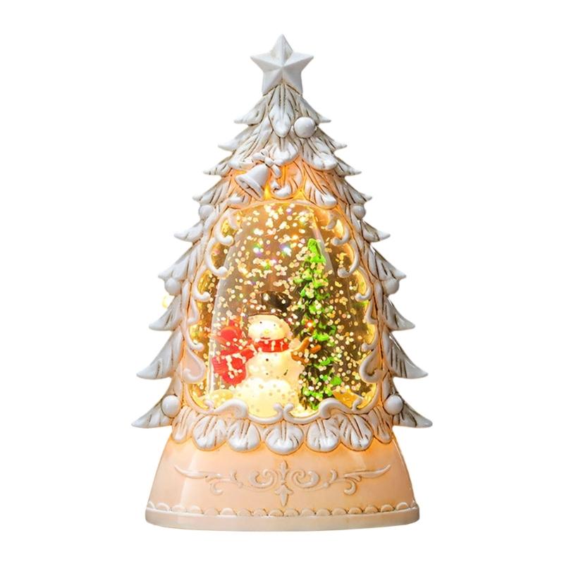 Christmas Tree Shaped LED Oil Light Handmade Festival Tabletop Ornament Decorative Lamp Decoration for Home and Office
