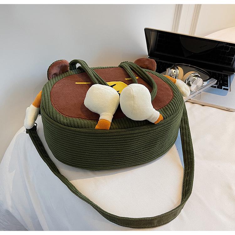 Sac bandoulière patchwork Capybara dessin animé en peluche 2025 - Grande capacité, design mignon