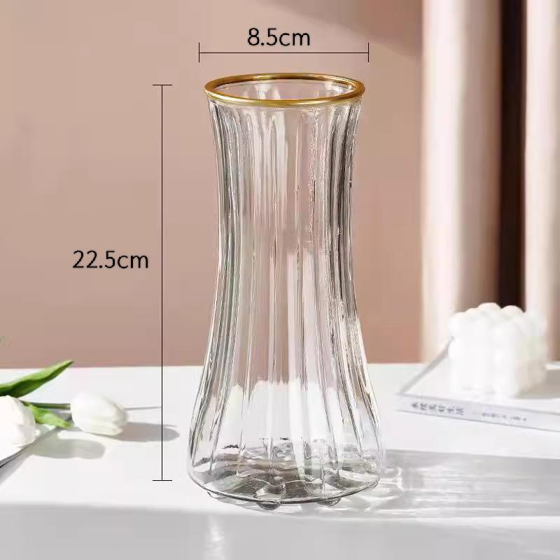 Nordic Cone-Shaped Transparent Glass Vase for Lucky Bamboo and Flowers