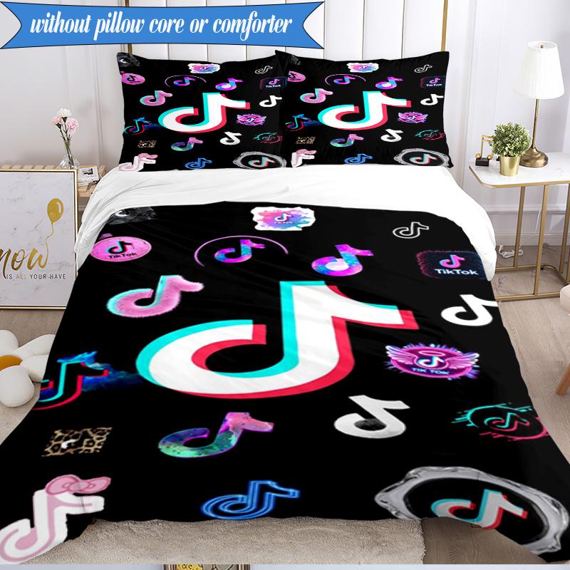 Neon Music Note 3pcs K-pop Music Group Bedding set,Ideal for Bedroom, Dormitory,Including Duvet Cover And 2pcs Pillowcases,Fan Gifts
