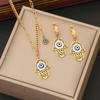 Hamasa Hand Evil Eye Necklace Bracelet Earrings for Women Men Stainless Steel Jewelry Set Accessories Gift