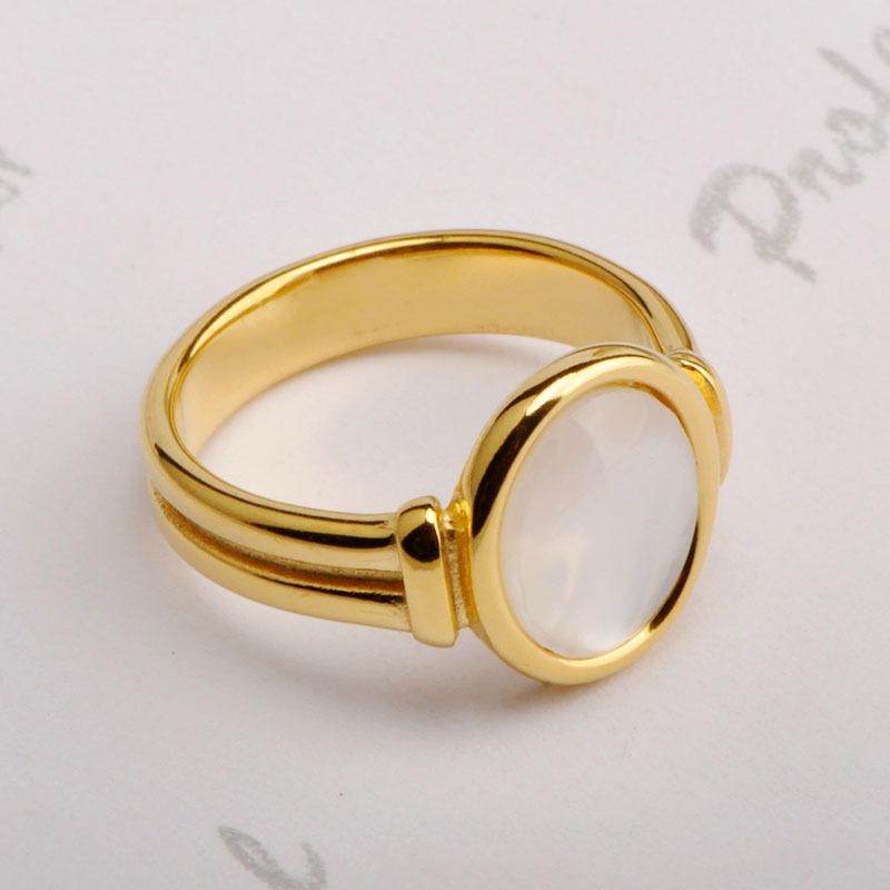 Elegant Fashion Signet Ring Gold Plated Stainless Steel Jewelry Rings 316l Round Shape Shell Band Ring