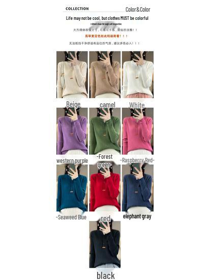 2023 Autumn Women's Slim Fit Long Sleeve Button Knit Pullover with Round Neck