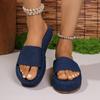 2025Women's New Slotted  Thick Sole Slippers Women's Large Ethnic Style Simple Beach Fashion Sandals/ Slippers 36-43
