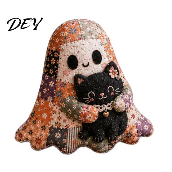 Kit Patchwork Fantasma Decorazione Creativa per la Casa di Halloween, Set da Cucito Fai da Te Bambola Carina con Kit Pre-Tagliato per Principianti Tessuti, Artigianato Fatto a Mano per le Feste Autunnali