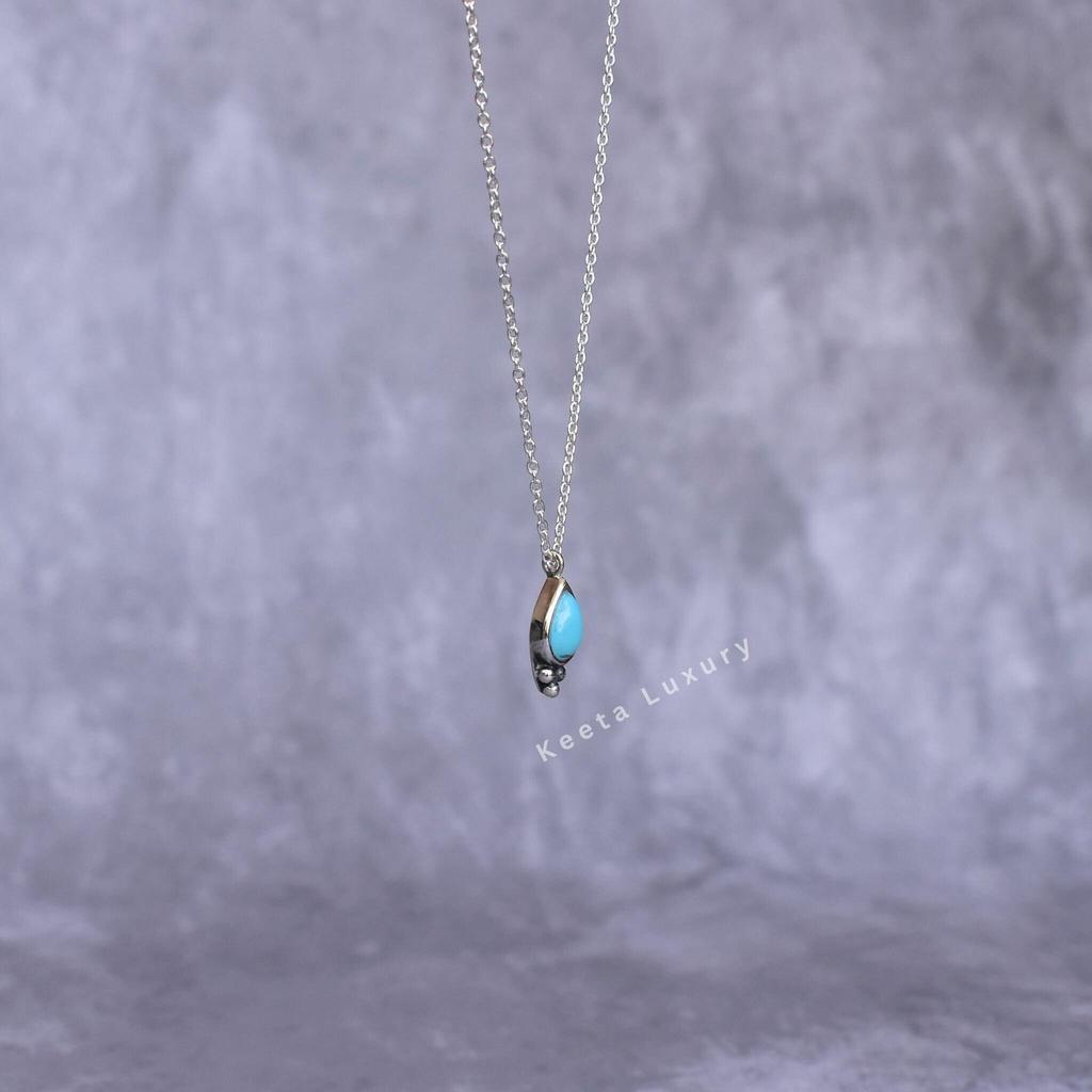 Genuine Turquoise Necklace Dainty Sterling Silver Handmade Necklace Turquoise Necklace For Women Healing Gemstone Pendant gift for mother