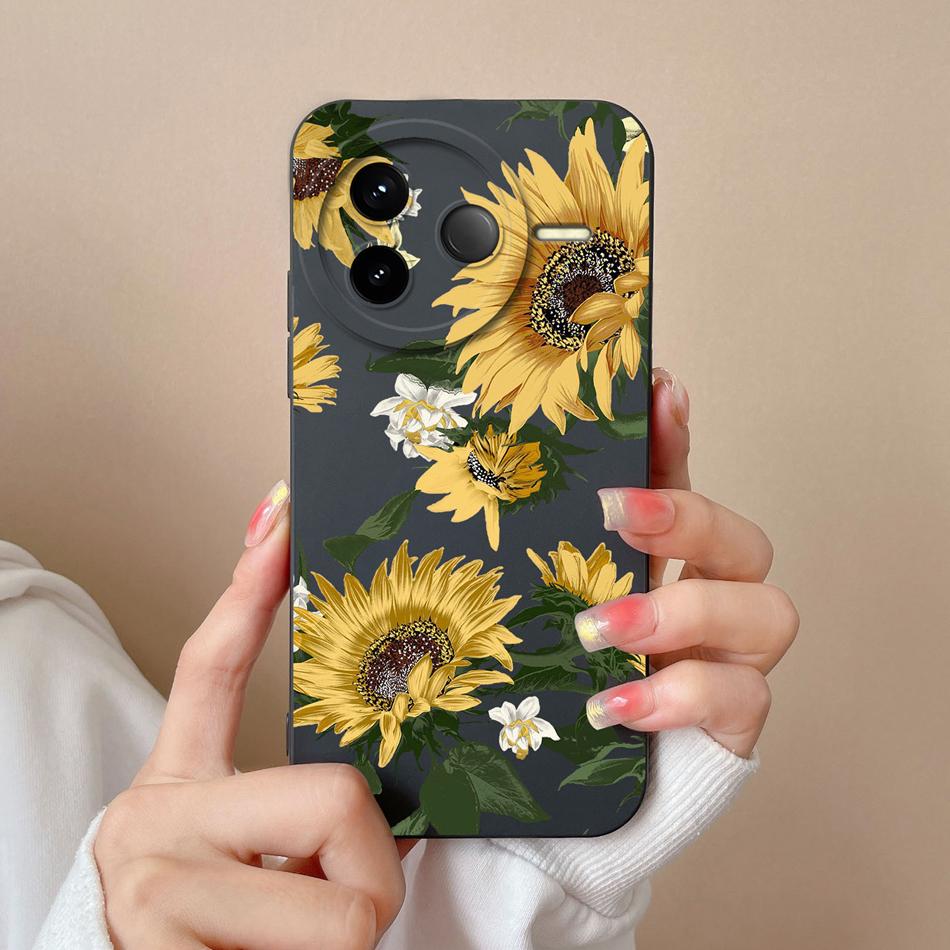 Case For POCO F7 Pro Ultra Pretty Flowers Soft Smooth Liquid Silicone Upgrade Lens Protection Shockproof Back Cover For Girls