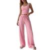 Women Sleeveless Tank Top and Wide Leg Pants Set Casual Lounge Pajama Set with Adjustable Waistband and Relaxed Fit for Home and Sleepwear