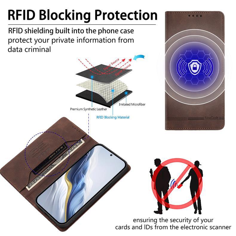 Applicable iPhone 17 pro max Solid Color Strong Magnetic Anti-Skimming Leather Case16E Full protection against falls