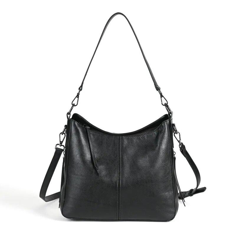 Johnature Retro Genuine Leather Women Bag Solid Color Versatile Soft Real Cowhide Shoulder & Crossbody Bags