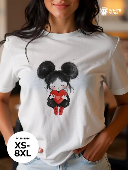 Oversized cotton T-shirt with Giving You My Heart print XL