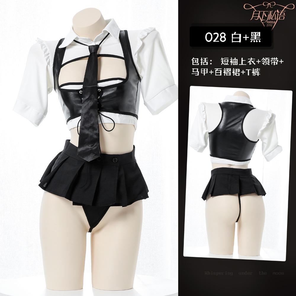 Under The Moon Whispering Sexy Underwear Hollow Female Instructor Uniform Passion Seduction Adult Miniskirt Sex Products Game Outfit