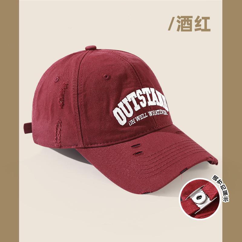 Vintage Worn Embroidered Baseball Cap Children's Summer Versatile Big Head Circumference Showing Face Small Sunshade Cap