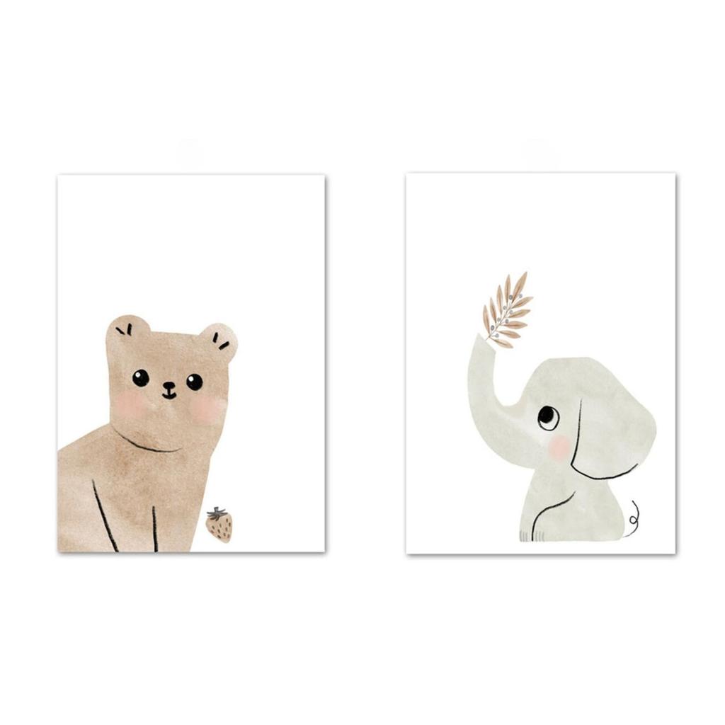 Salade Mama Art Posters, Set of 6, A4 Size, Animal and Nature Designs, for Kids' Rooms, Frames Sold Separately