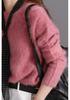 2025 Autumn/Winter Women's Thickened Wool Cashmere Round Neck Knit Sweater with Brushed Fleece