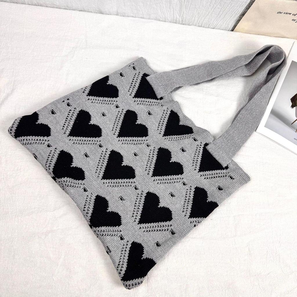 Handmade Woven Heart Tote Bag - Large Capacity Casual Beach Shoulder Bag