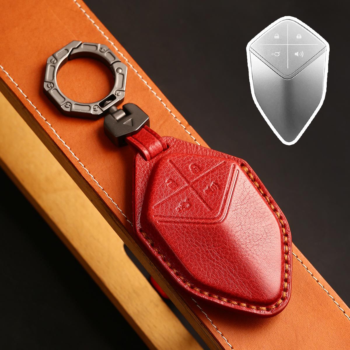 

4 Bottons Luxury Leather Car Key Case Cover Fob Accessories For Changan Deepal S7
