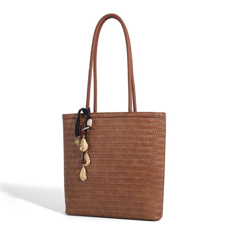 Hand-woven Bag Summer Hand-held Small Tote Bag Single-shoulder Bag Simple and Fashionable Commuting Bag