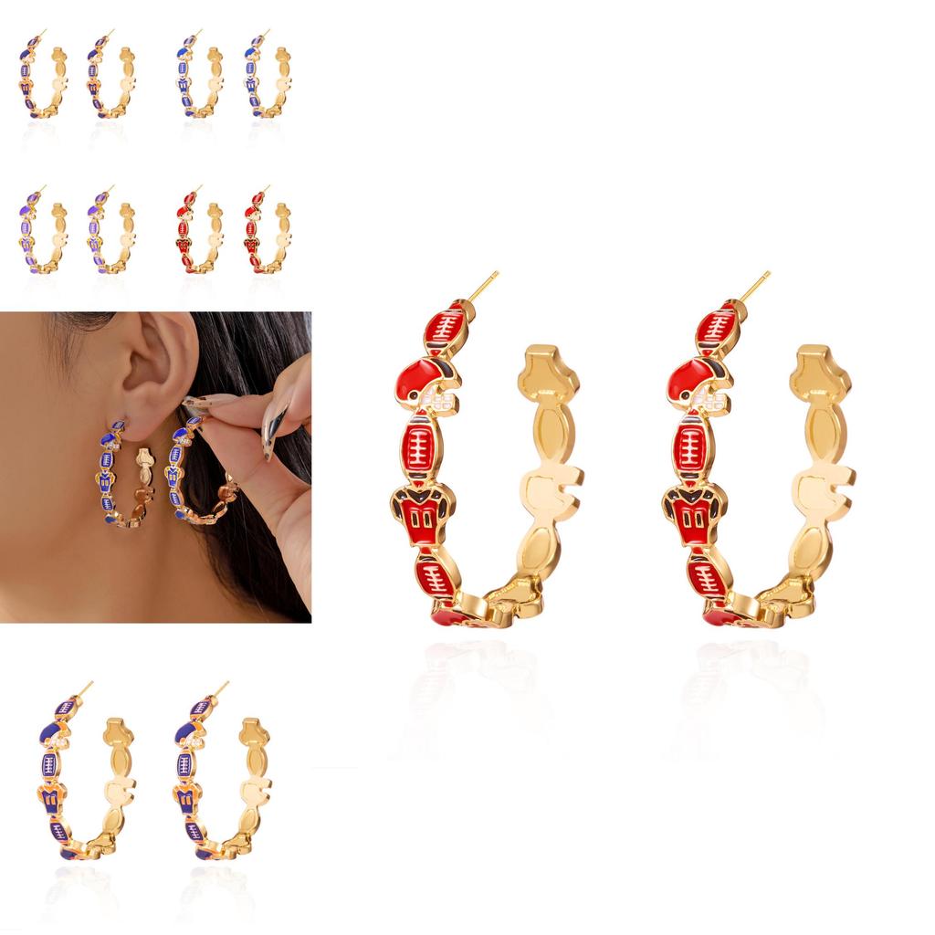 Trendy Summer Geometric Enamel Earrings With Stainless Steel Post For Women