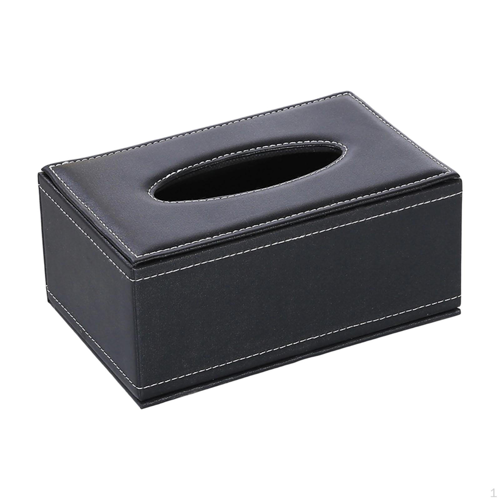

Tissue Box Cover Black PU Leather Modern Holder Paper Towel for Car Vanity 20cmx12cmx8.5cm