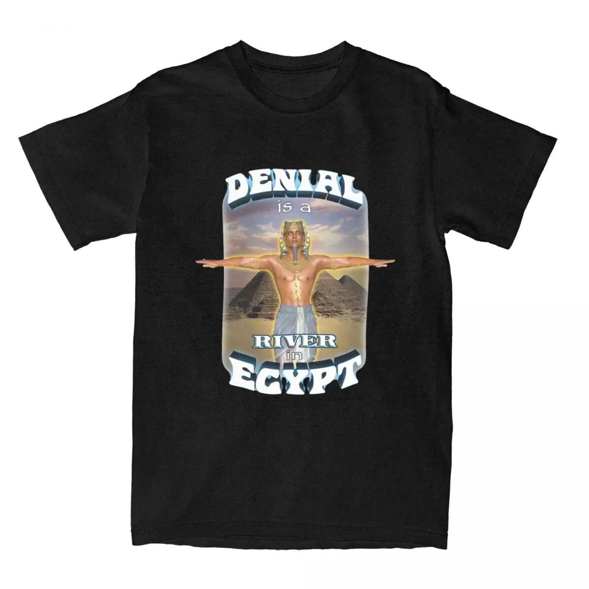 

Мужская женская рубашка Denial Is A River In Egypt, одежда, потрясающие хлопковые забавные футболки, футболки, одежда для лета S чёрный