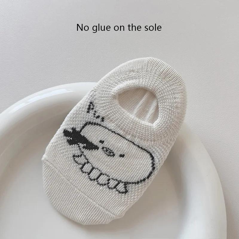 Baby Spring Boat Socks Children White Color Cotton Breathable Short Socks Cartoon Animal Print Anti-slip Floor Socks for Newborn
