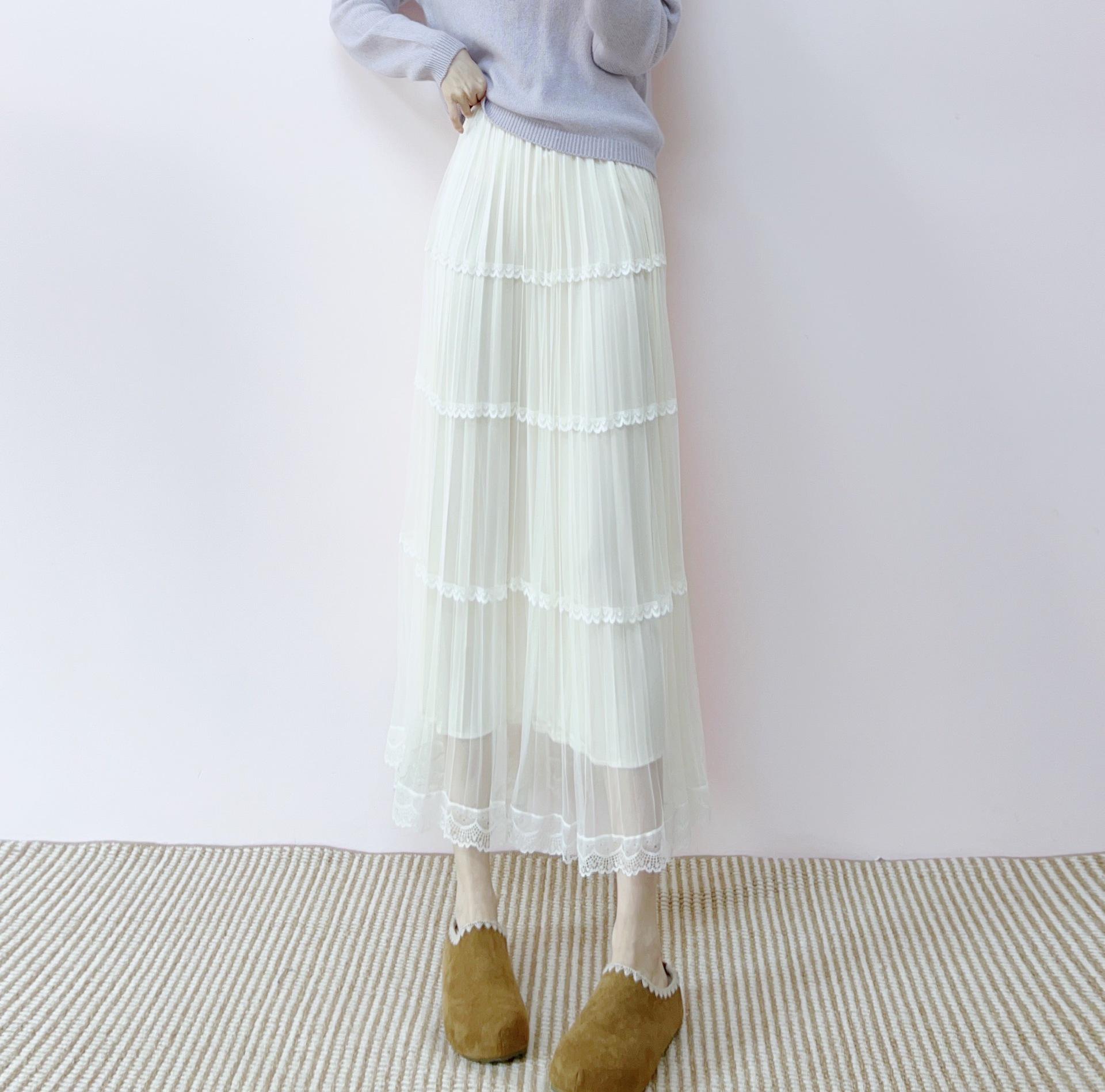 

2025 Autumn High-Waisted Multi-Layer Lace Cake Skirt M (Weight 45-60 kg) абрикосовий