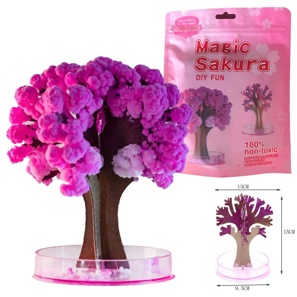 Mini Magic Sakura Miniature Tree DIY Crystal Growing Paper Plantas Miniatura Ornaments Decor Novelty Boy Girls Gift Science Toys