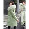 Parker Clothing Winter Women's Padded Jacket Mid-length Big Fur Collar Plus Velvet Padded Jacket Padded Jacket Thick Jacket