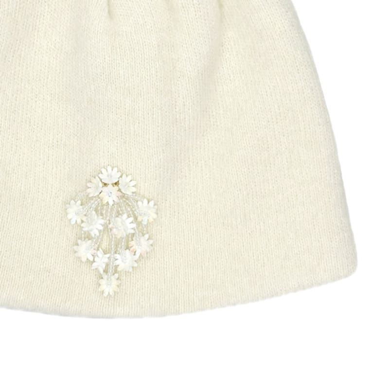 OTHER-worldly Drop Beads Angora Short Beanie [Ivory]