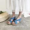 Women's Summer Flat-bottomed Sandals All-match Denim Cloth Cover Roman Shoes Korean Version Non-slip Wear-resistant Sandals Slippers