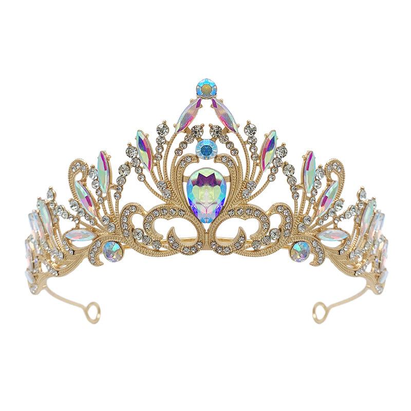Europäische und amerikanische Brautkrone Strass Kopfschmuck Barock Schwarz Retro Schlicht und Elegant Schönheitswettbewerb Krone Hochzeitsaccessoires