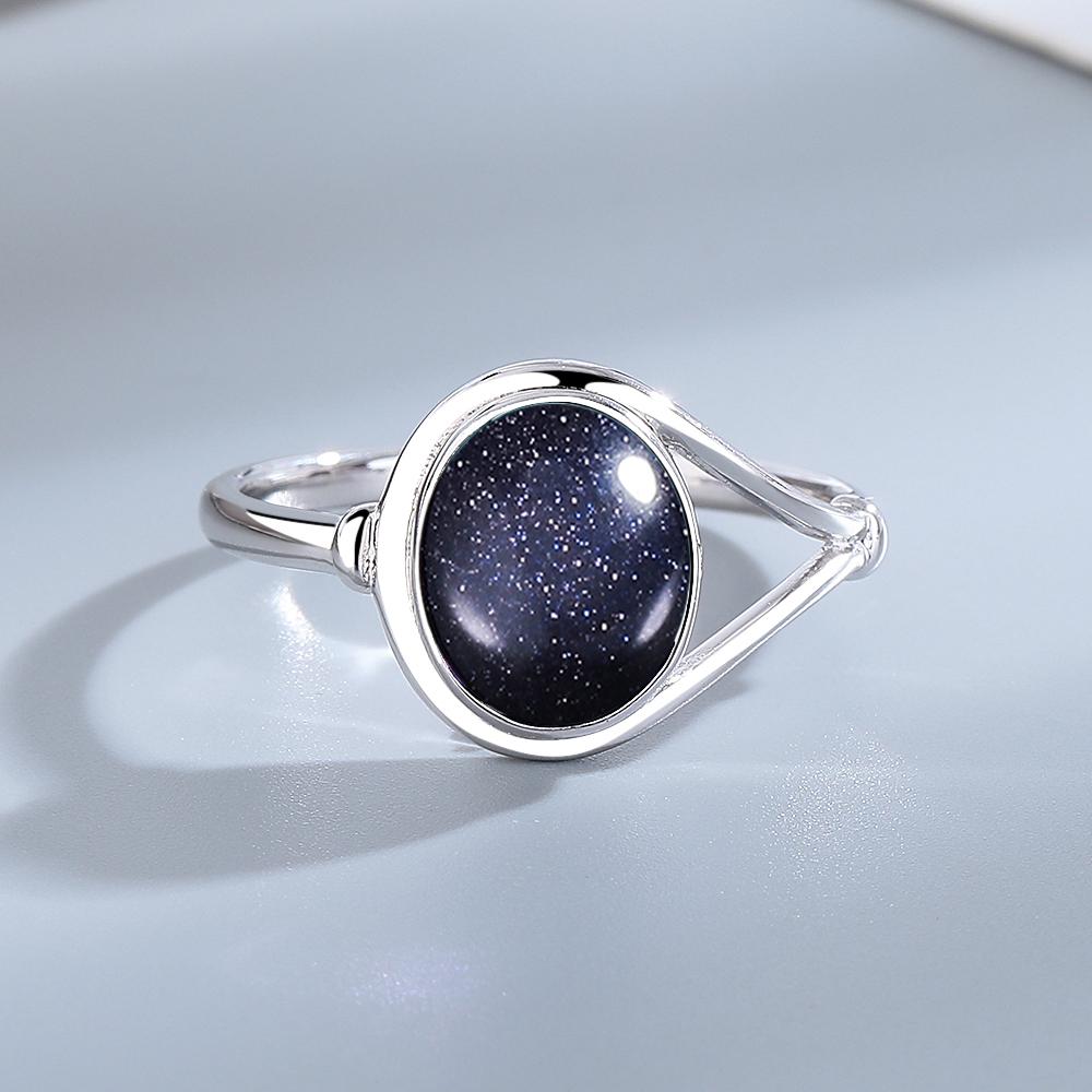 Dainty Natural Moonstone Ring 8*10MM Round Amethyst Agate Stone Vintage Silver Jewelry Ring For Women Party Anniversary Gifts