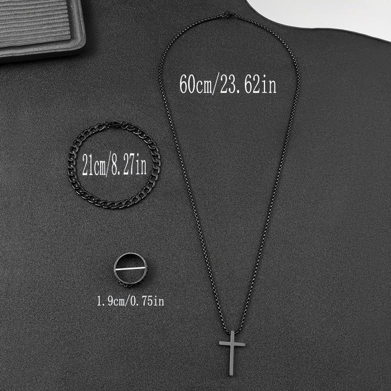 Stylish Womens Fashion Cross Jewelry Set Alloy Necklace, Ring Bracelet 3-Pack