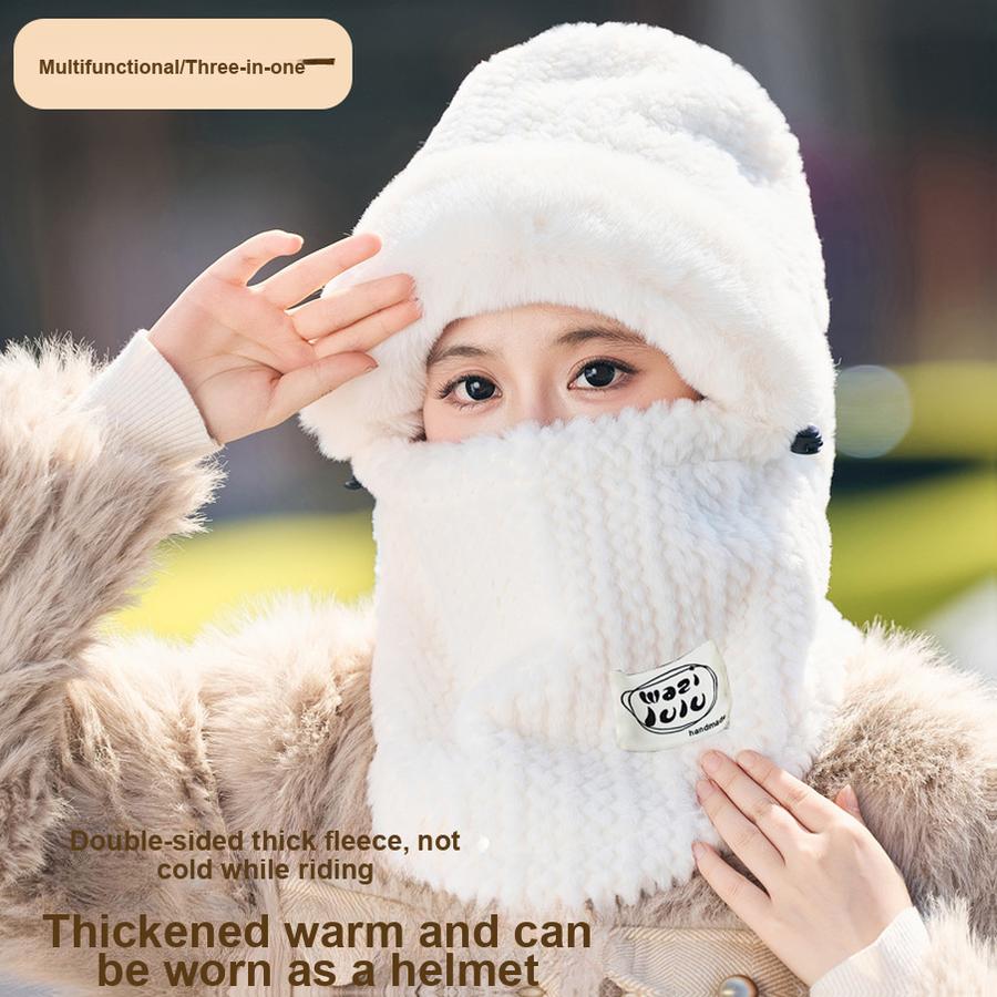 Winter Women's Hat Scarf Mask Cycling Ear Protection Face Mask Riding Headset Set Warm Windproof