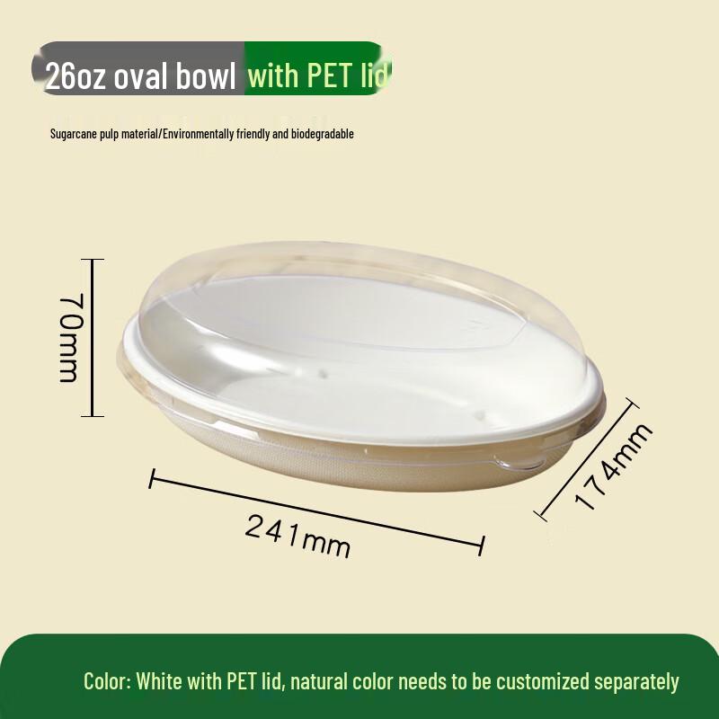COFLYEE 26oz Disposable Pulp Oval Bowls with PET Lids