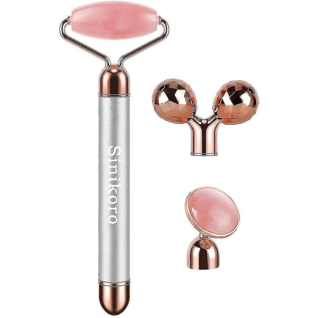3 In 1 Electric Jade Massager 3d Roller And Facial Massager Rose Quartz