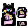 Lankybox Cartoon Pattern Backpack Shoulder Bag Pencil Case Three Piece Set