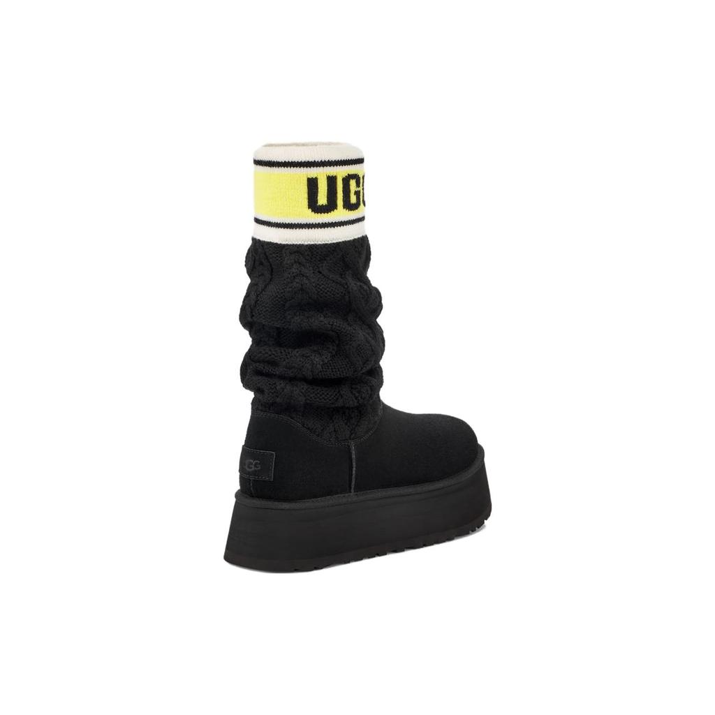 New UGG Classic Sweater Letter Boot Black Women's 1144045-BLK