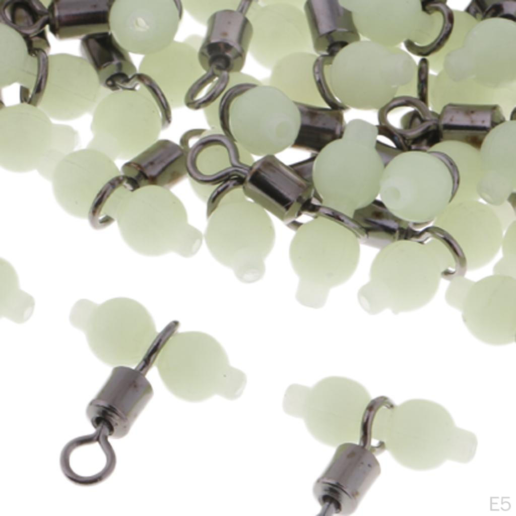 50 Pcs Water Bottle with Glow Beads Luminous Fishing Triple Swivel